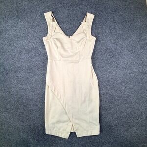 Kardashian Kollection Bodycon Mini Dress Women Small Beige Wrap Front Sleeveless